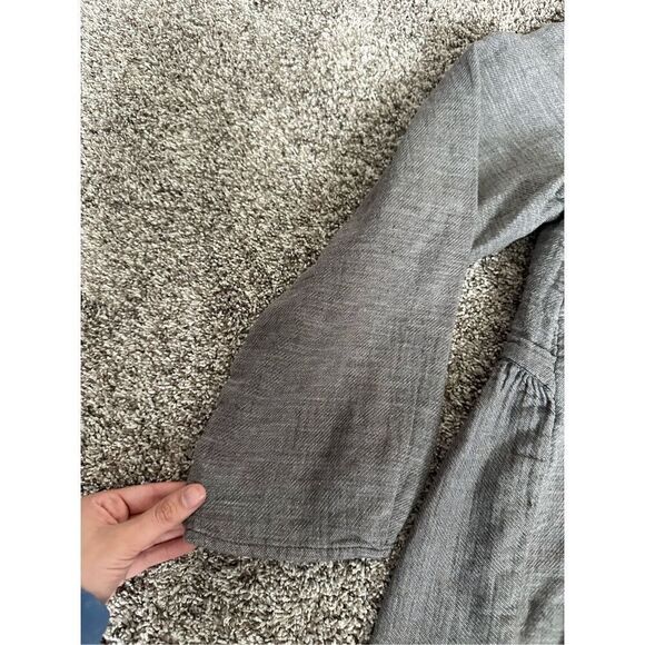 soft surroundings women’s L button down tunic embroidered top flowy gray cotton - Picture 16 of 16